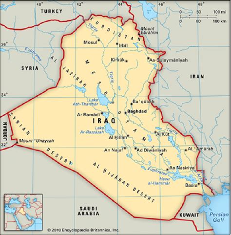 Map of Iraq showing the Tigris and Euphrates Rivers (Encyclopaedia... | Download Scientific Diagram