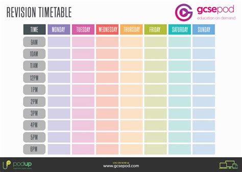 Student Resources | Gcsepod for Blank Revision Timetable Template – Pray.gelorailmu.com