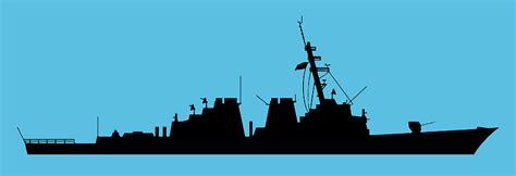 US Navy. Ship Silhouette. Digital Art by Tom Hill - Pixels Merch