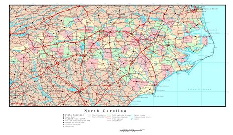 Laminated Map Large Detailed Administrative Map Of North Carolina | Images and Photos finder