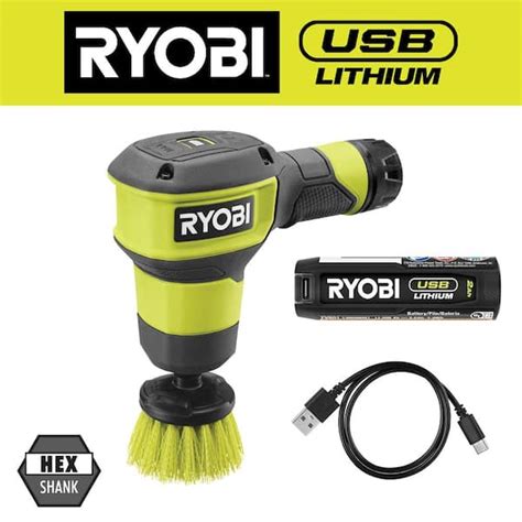 RYOBI USB Lithium Compact Scrubber Kit with 2.0 Ah Battery, USB ...