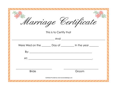 Template For Marriage Certificate