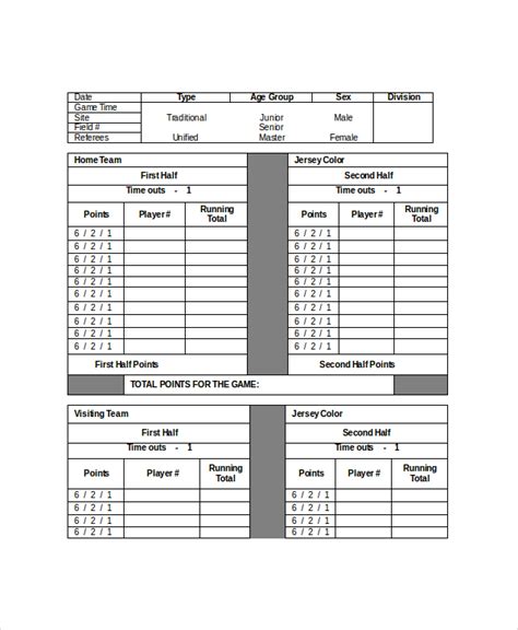 8+ Football Scorecard Templates – Free Sample, Example Format Download | Free & Premium Templates