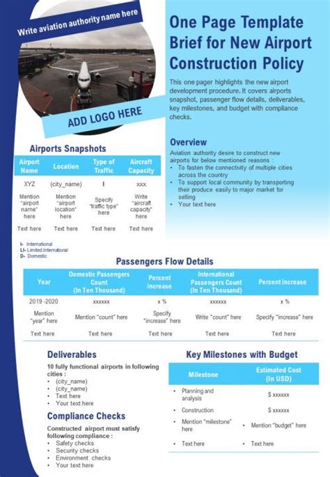One Page Template Brief For New Airport Construction Policy ...