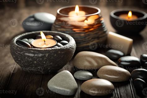 Spa still life with scented candles and zen stones. 23122042 Stock Photo at Vecteezy