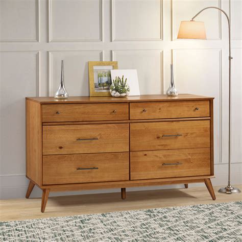 Mid-Century Six Drawer Dresser - Castanho Finish - Walmart.com