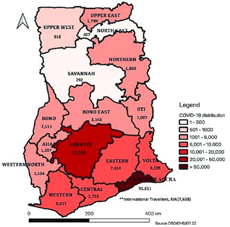 Regional breakdown of COVID-19 cases in Ghana, 24 July 2022 | Download ...