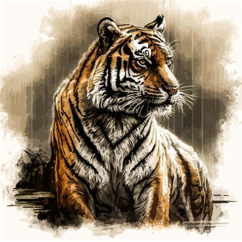 Premium Vector | Watercolor Tiger Painting Design