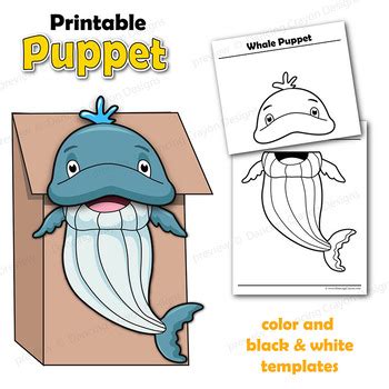 Whale Craft Activity | Paper Bag Puppet Template by Dancing Crayon Designs