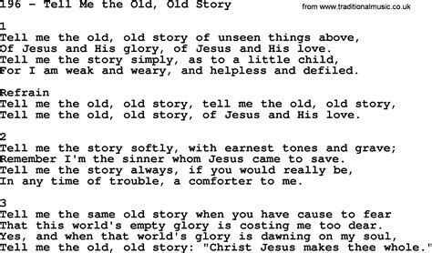 Adventist Hymnal, Song: 196-Tell Me The Old, Old Story, with Lyrics, PPT, Midi, MP3 and PDF