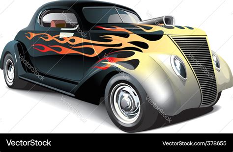 Hot rod with flame ornaments Royalty Free Vector Image