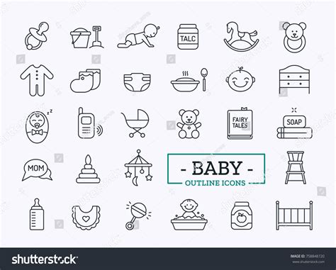 Baby Outline Icons Vector Thin Line Stock Vector (Royalty Free ...