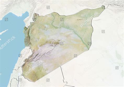 Syria Relief Map Border Mask Editorial Stock Photo - Stock Image ...