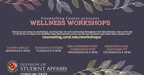 University of Maryland Calendar | Wellness Workshops: Surviving…