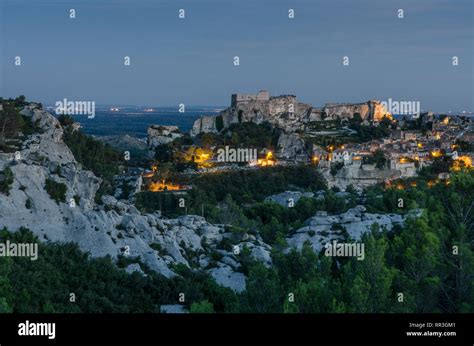 a view of the Les Baux-de-Provence medieval town france Stock Photo - Alamy