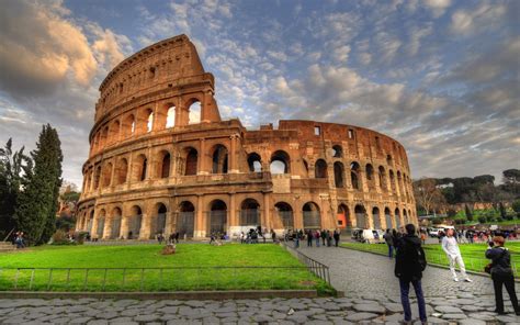 Wallpaper Colosseum, Rome, Italy, clouds, people 2560x1600 Picture, Image