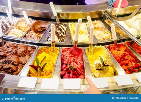 Flavors of Gelato Ice-cream at the Showcase in Dessert Shop Stock Image - Image of gourmet ...