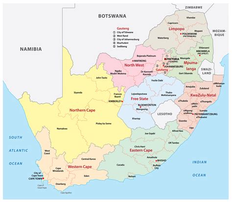 Labeled Map Of South Africa