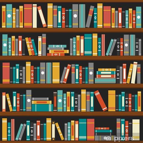 Poster Vector of library book shelf background - PIXERS.CA