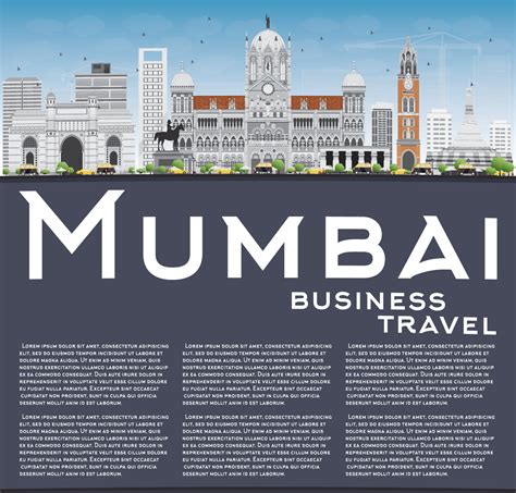 Mumbai Skyline with Gray Landmarks and Blue Sky. 10362714 Vector Art at ...