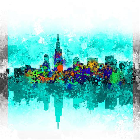 Chicago Skyline Abstract Painting by Bekim Art