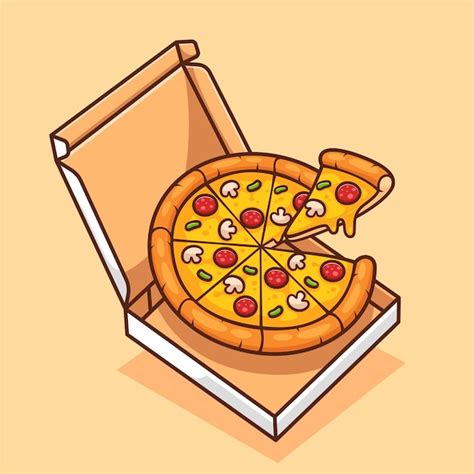 Premium Vector | Pizza in the box floating illustration