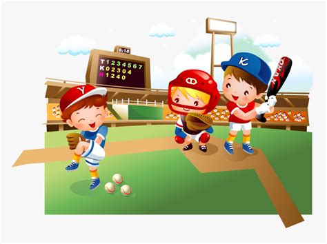 Baseball Field Cartoon Child - Play Baseball Clipart, HD Png Download ...