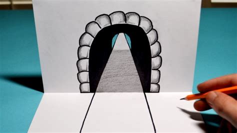 How to Draw a 3D Tunnel - Easy Trick Art Optical Illusion Drawing - YouTube