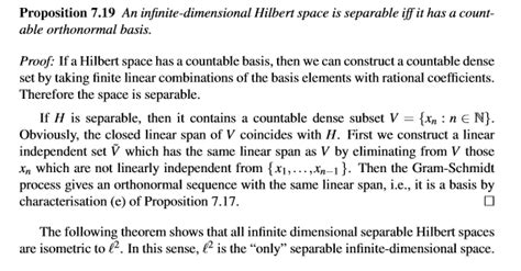 functional analysis - Separable Hilbert space has a countable orthonormal basis - Mathematics ...