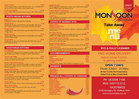 Our Menu – Mondoon Indian Restaurant Modbury