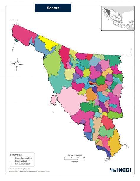 Mapa del Estado de Sonora con Municipios >> Mapas para Descargar e ...