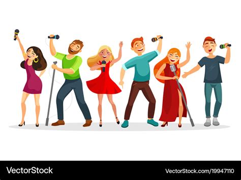 Group young people singing and dancing Royalty Free Vector