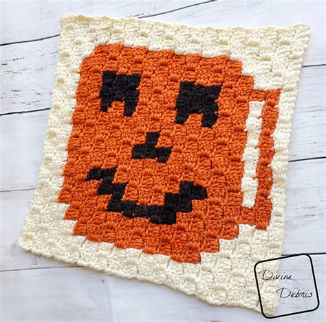 Ravelry: C2C Tiny Jack-O-Lantern Cup Afghan Square pattern by Divine Debris