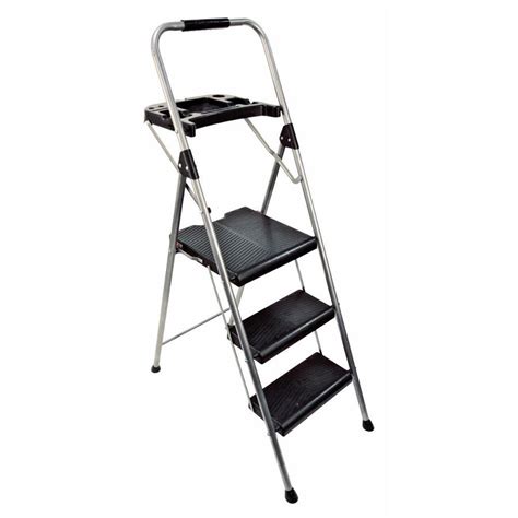 Werner 3-Step 250-lbs Capacity Gray Steel Foldable Step Stool at Lowes.com