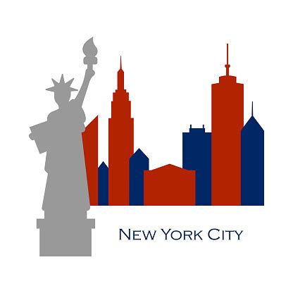 Horizontal Banner With New York City Skyline In Usa Flag Colors Vector ...