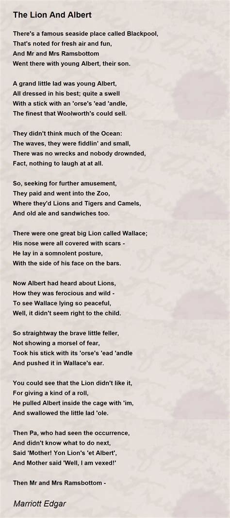 The Lion And Albert - The Lion And Albert Poem by Marriott Edgar