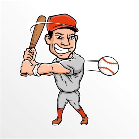 Cartoon Baseball player vector illustration, Design element for logo, poster, card, banner ...