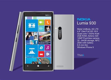 Nokia Lumia 930 Render, Created by Victor Cao; Specs Included ...