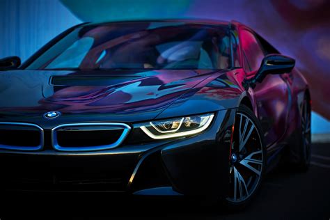 Black BMW Sedan with Neon Glow | HD Wallpaper