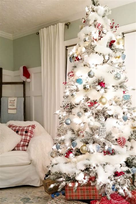 Create A Snow Covered Christmas Tree (5 tips & ideas) | Snow covered christmas trees, Ribbon on ...