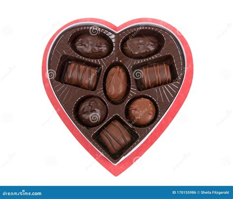 Heart Shaped Candy Box with Candy, Isolated Stock Photo - Image of ...