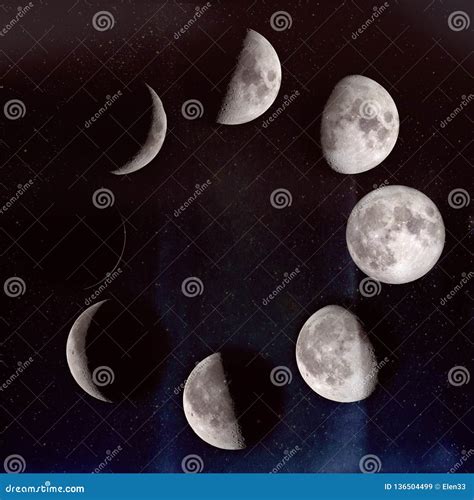 Phases of the Moon stock image. Image of moon, backdrop - 136504499