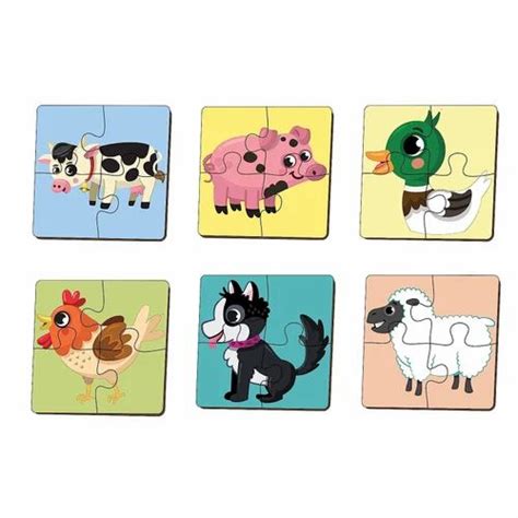 Mini Leaves 4 Piece Wooden Puzzle for Kids - Set of 6 Farm Animals Jigsaw Puzzle at Rs 479/piece ...