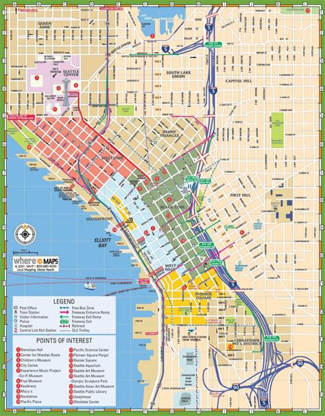 Downtown Seattle Street Map - Map Of Downtown Seattle Streets for ...