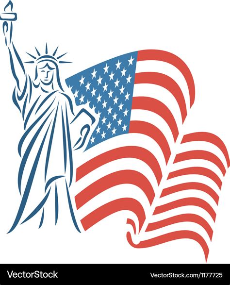 Statue of liberty and usa flag Royalty Free Vector Image