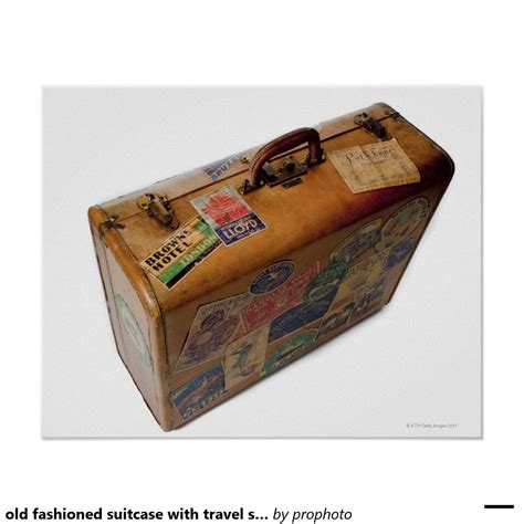 old fashioned suitcase with travel stickers poster | Zazzle.com | Travel stickers, Suitcase ...