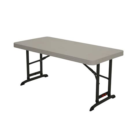 Lifetime 4 ft. Almond Commercial Adjustable Folding Table-80387 - The Home Depot