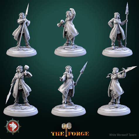 3D Printable Dwarven female warriors set 6 miniatures 32mm pre-supported by White Werewolf Tavern