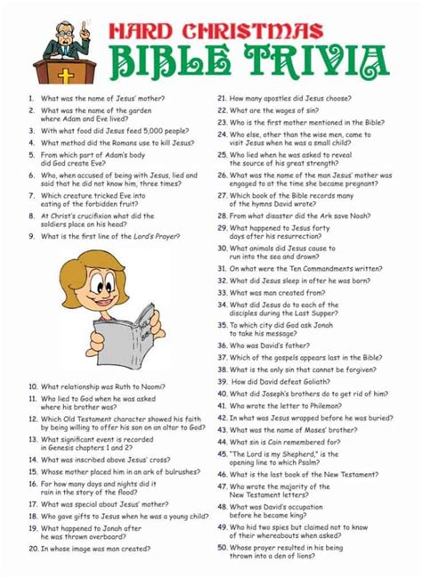 Free Printable Bible Trivia Questions And Answers