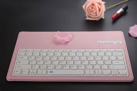 Leather Pink Bluetooth iPad Air 2 And Air Separate Keyboard With Cases ...